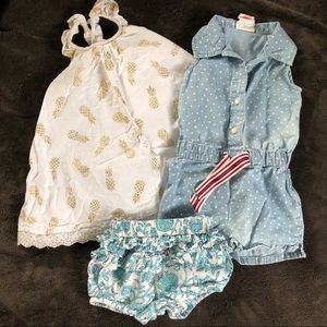 12M Girly Lot (1 Dress, 1 Romper, 1 bloomers)